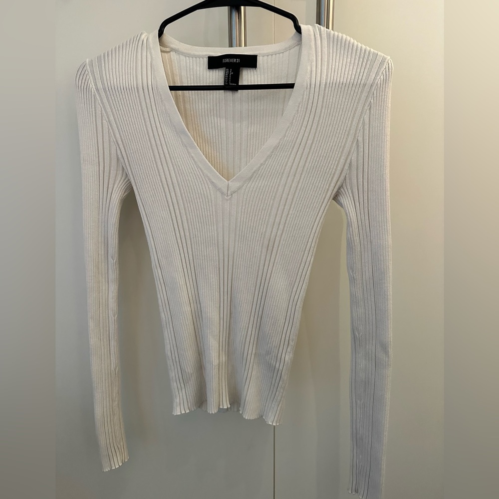 Forever 21 V-neck Rib-knit Solid Women’s Top